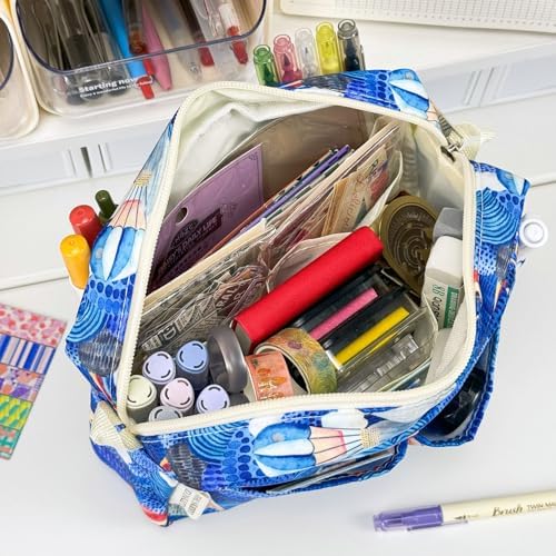 Multiple Pockets Portfolio Organizer with Zippered,Storage Pencil Pouch Bag