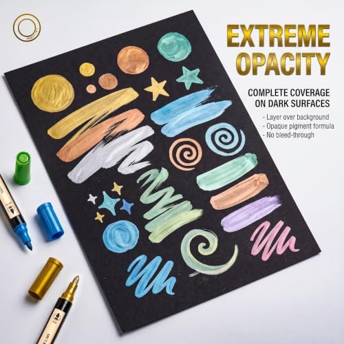 Metallic Acrylic Paint Markers Set, 30 Colors Dual Tip Acrylic Paint Pens for Rock Painting, Canvas, Wood, Glass, Ceramic & DIY Crafts, Quick-Dry Waterproof Permanent Paint Markers (30-Color)