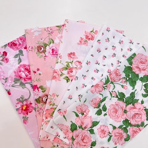 Cotton Fabric DIY Making Supplies Quilting Patchwork Fabric Fat Quarter Bundles DIY for Quilting Cotton Patchwork Cushions (42pcs Peony, 9.8" x 9.8")