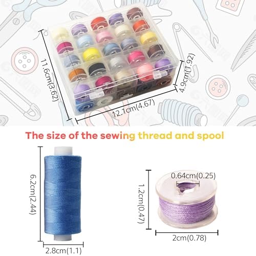100Pcs Bobbins Sewing Threads Kit 50 Colors 500 Yards Sewing Polyester Thread Spools with 50Pcs Same Color Prewound Bobbins for Hand Sewing DIY Emergency Travel Sewing Machine Use (50 Colors)