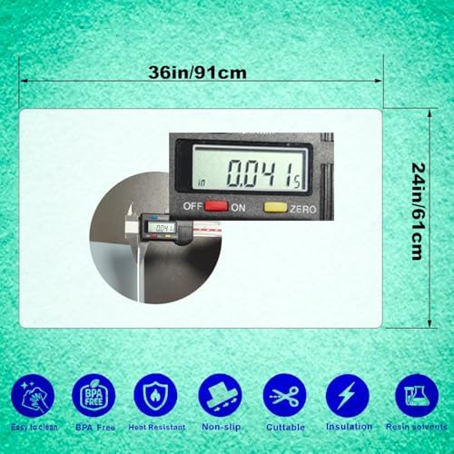 36” x 24”Silicone mat, Large Silicone Heat-Resistant mat, Kitchen countertop Non-Slip mat, Craft Table placemat.(Translucent)
