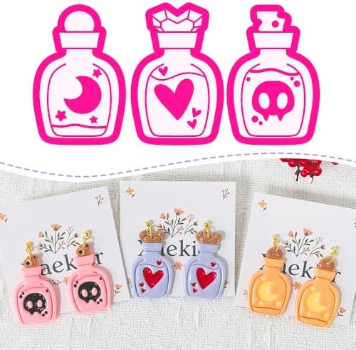 Xaekicr 3PCS Magic Potion Bottle Polymer Clay Cutters Set – Halloween Clay Earring Cutters Molds for DIY Earrings & Jewelry Making – Fun Clay Tools for Polymer Crafts
