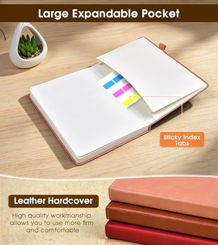 A5 Leather Hardcover Graph Paper Notebook, 160 Pages (5 Squares/Inch), 180° Lay-Flat Binding, 100 GSM Thick Paper, for Math, Engineering, Students & Technical Work (Pink)
