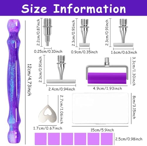 Praise V Do Thin Version Stainless Steel Diamond Painting Art Drilling Pen Kit with Screw Silver Metal Tips Nib Placer Roller Tool Accessories, Ergonomic Diamond Art Pen for 5D Diamond Paint Bead Dot