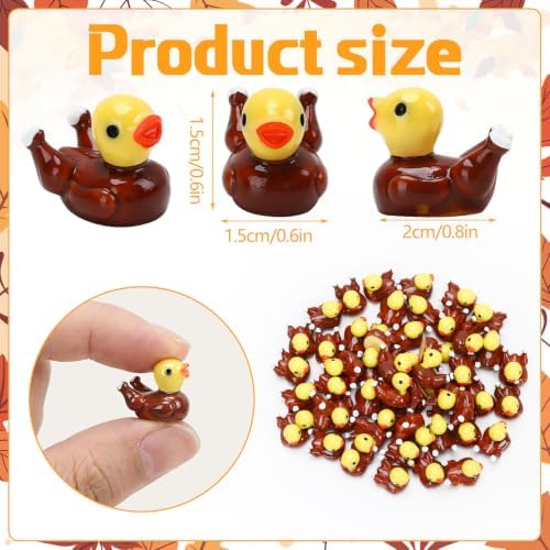 JUNEBRUSHS 50 Pcs Thanksgiving Mini Resin Turkey Ducks Fall Figurines