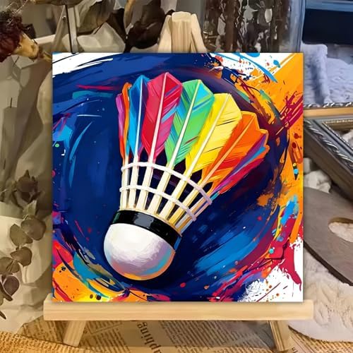 XTCIXAL Paint by Numbers Kit for Kids, Badminton, 8X8 inch