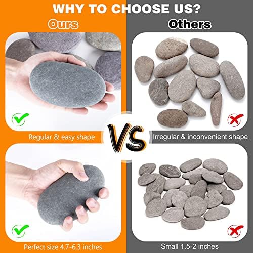River Rocks for Painting 6 Pcs Extra Large 4.7-6.3 Inch Flat Smooth Painting Stones Craft Rock to Paint for Kids Crafts Painting Bulk