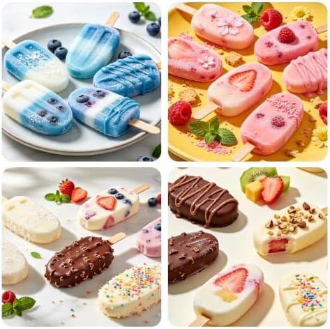 Popsicles Molds, 2Pcs Homemade Cake Pop Molds with Wooden Popsicles Sticks, Reusable Silicone Ice Pop Cream Cakesicle Maker Mold 4 Cavities for Home DIY Craft, White