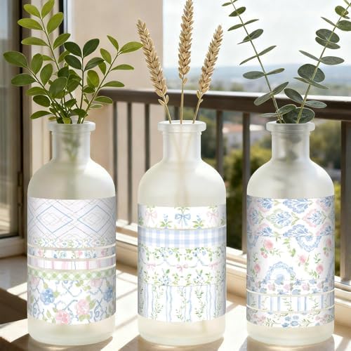 Colarr 21 Rolls Watercolor Floral Washi Tape Set 6 Yard Spring Flower Decorative Masking Tape for Craft DIY Arts Scrapbook Journaling Supplies Gift Wrapping, 3 Sizes