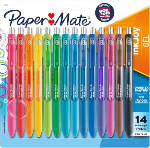 Paper Mate InkJoy Pens,Gel Pens,Fine Point (0.5 mm),Assorted,- Back to School,Teacher Supplies,Writing,Journaling,14 Count (Pack of 12)
