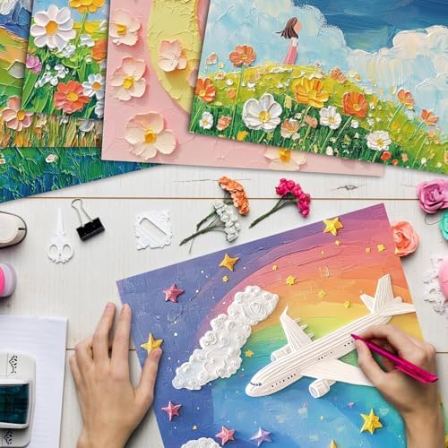 48 Sheets Oil Painting Floral Scrapbook Paper,Oil Painting Floral Pattern Decorative Scrapbook Paper for Journals DIY Cards and Photo Albums,Aesthetic Craft Supplies