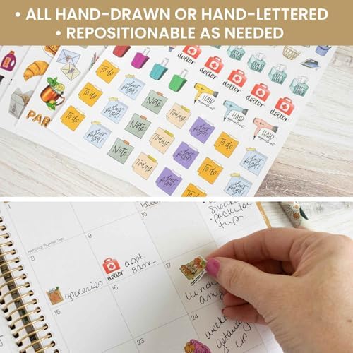 bloom daily planners Vintage Hand-Drawn Everyday Essentials Planner Stickers (535 Stickers) - Variety Pack for Decorating, Planning, Scrapbooking