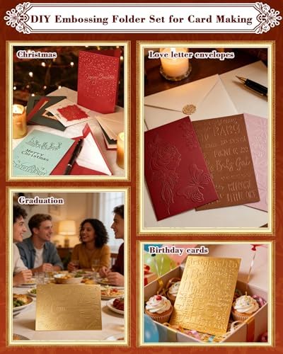 FIVEIZERO 8 Pcs Embossing Folders for Embossing Machine, 5.8 x 4.1 Inch Paper Card Embossing Templates, Birthday Series for Card Making, Scrapbook, Photo Album & DIY Crafts