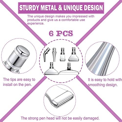 Heyseri Diamond Art Pens Tools, Ergonomic Diamond Painting Pen Kits with Steel Metal Tip, Art Tool Accessories Drill Bead Dot Pens for 5D Diamonds Paint (Purple Silver)