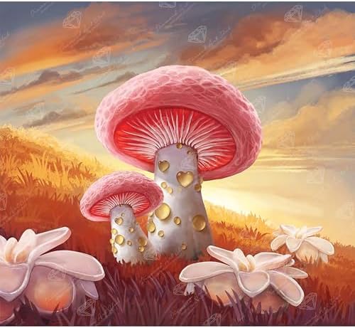 DIAMOND ART CLUB Peach Mushroom Twilight Diamond Art Kits for Adults
