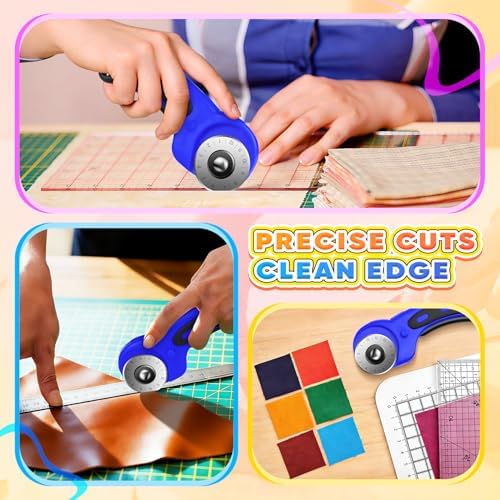 DIYSELF Rotary Cutter for Fabricr, Rolling Cutter with 5 Extra 45mm Blades