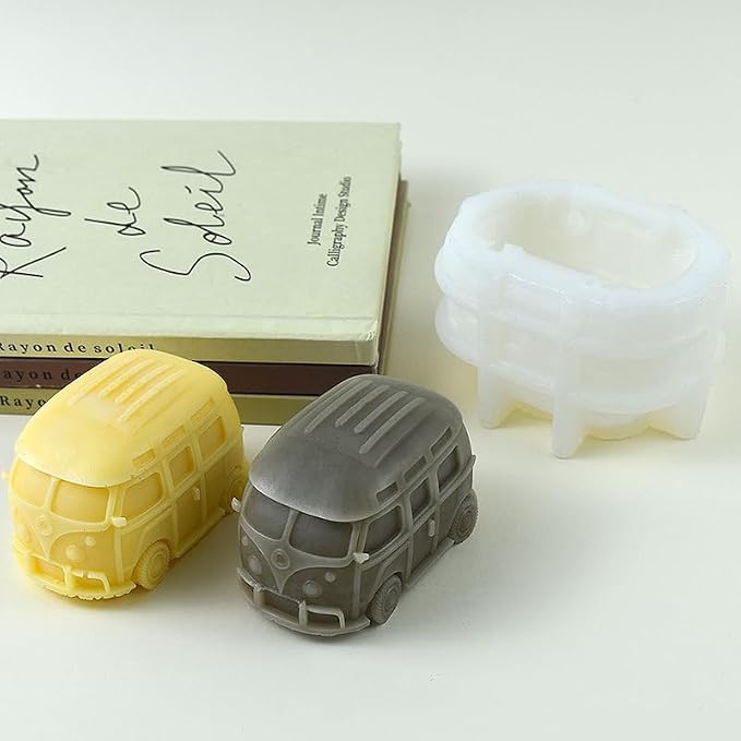 Cestony 3D Camper Van/Bus/Car Shaped Silicone Molds for DIY Cake Fondant Biscuit Cookies Soap Sugar Pudding Chocolate Hard Candies Dessert Candle Deco