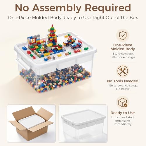 Citylife 17 QT Plastic Storage Box Building Baseplate Lid Removable Tray