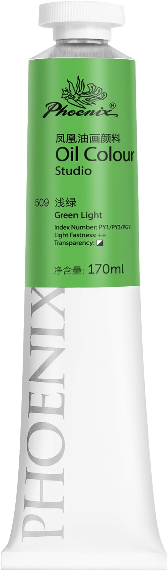 PHOENIX Green Light Oil Paint - Studio Oil Paint Single Large Tube - 170ml / 5.75 Fl oz. Green Light 509