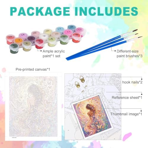Woman Paint by Numbers Kit for Adults, DIY Oil Painting Canvas 16x20inch