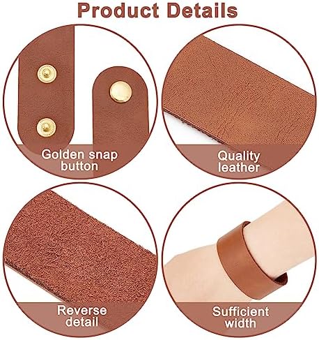 OLYCRAFT 12pcs Adjustable Leather Bracelets 8.6x1 Inch Blank Genuine Leather Snap Bracelets Blank Leathers Cuff Bracelet Leathers Wristband Brown Bracelet for DIY Craft Jewelry Making