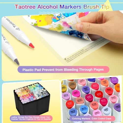 Taotree Alcohol Markers Brush Tip, 121 Colors Dual Tip Brush Markers Set