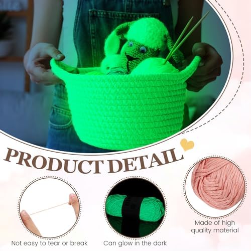 WILLBOND 5 Rolls Glow in The Dark Yarn for Crocheting, Vivid