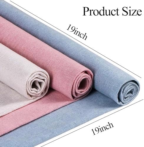 4pcs Nature Linen Needlework Fabric, Kurilai Solid Colour Embroidery Fabric, Square Linen Cloth Crafts Accessories for Making Garment Craft, Cross Stitch, Needle Embroidery, DIY Decoration (19x19inch)