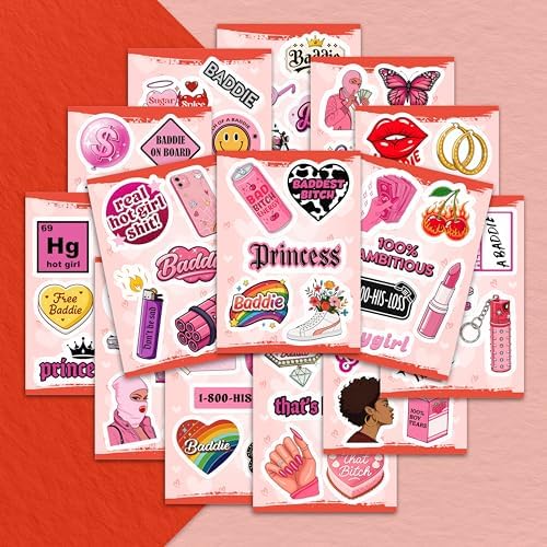 100Pcs Baddie Stickers Aesthetic for Laptop - Baddie Gifts, Party Supplies & Decoration - Waterproof Vinyl Stickers and Decals - Gift for Women & Men