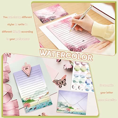 TaoBary 160 Pcs Ink Painting Stationery Paper and Envelopes Set