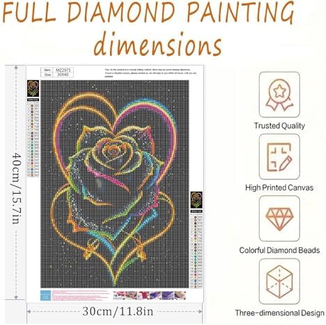 WNPOKN Black Rose Diamond Art Kits for Adults 12 x 16 inch