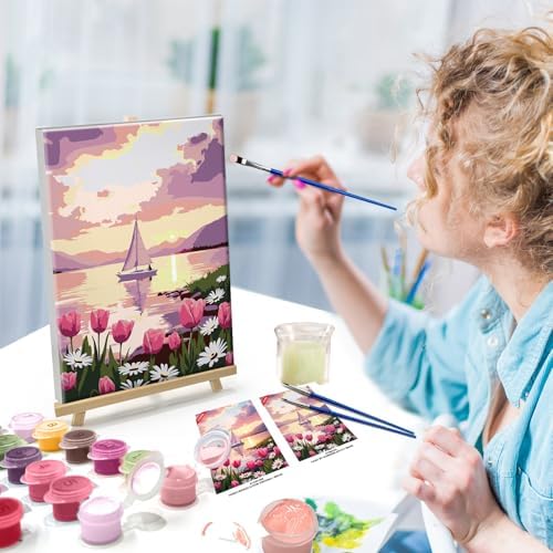 ATDMS Paint by Numbers Kit for Adults, Flowers Paint by Number with Frame