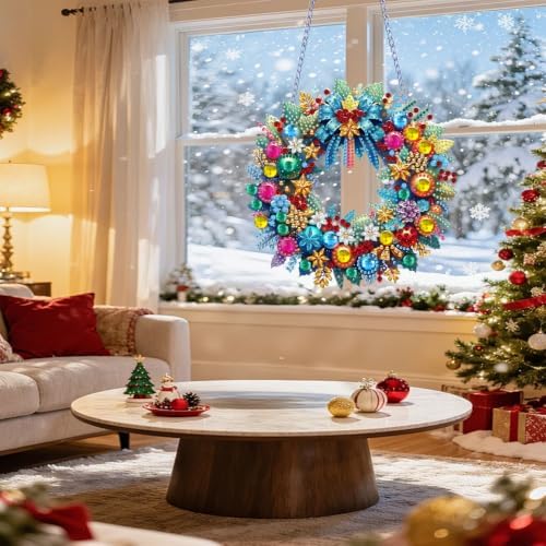 VeGuude Christmas Diamond Art Kits for Adults, DIY Acrylic Hanging Ornament