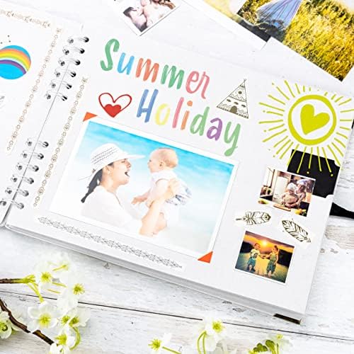 Scrapbook Album, 50 Pages, 11 x 8.5 Inch, White Photo Album, Scrap Book | Hardcover with Thick 200 GSM Kraft Paper, Ideal for Your Scrapbooking Albums, Art & Craft Projects (White, 11 x 8.5 Inch)