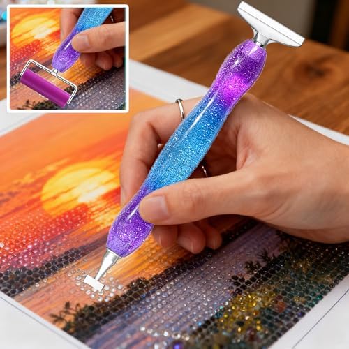 Huanlys Diamond Painting Pens, Diamond Art Pen Tools Accessories Kit with Thin Screw Steel Metal Tip Nibs, Roller for Art Crafts & Nail Art, Comfort Grip and Faster Drilling