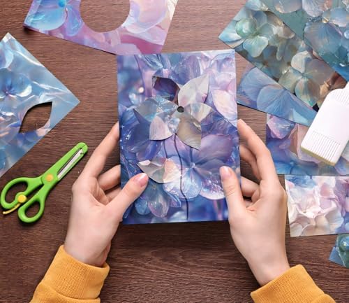 Purple Flowers Scrapbooking Paper Pad - 24 Sheets 6'' x 6'' Aesthetic Patterned Decorative Collage Decoupage for Wrapping Folded Cardstock Supplies Gift Cardstock DIY Crafts Scrapbook Photo Album