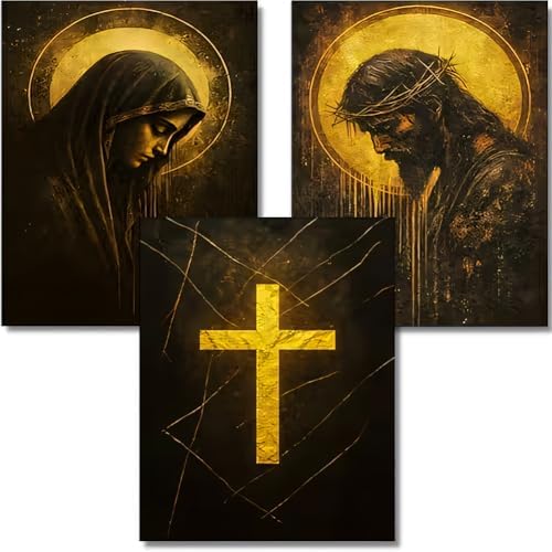 3 pack Jesus and the Virgin Mary Diamond Art Kits，Diamond Painting Kit