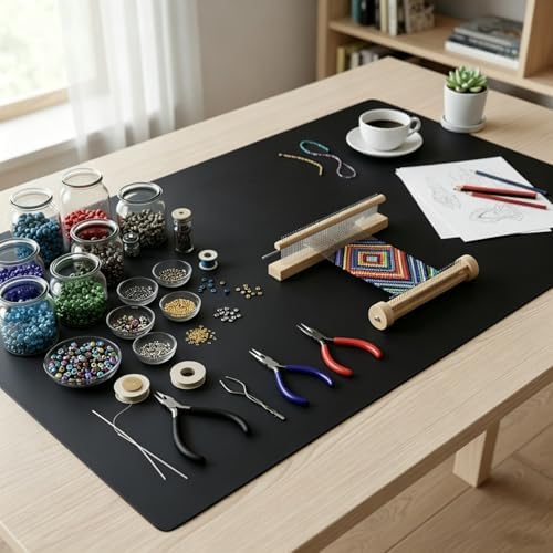 Extra Large Silicone Mat for Kitchen Counter 36" x 24" Silicone Table Mat for Resin Workbench Mat Heat Resistant Mat Coffee Bar Mat, Black