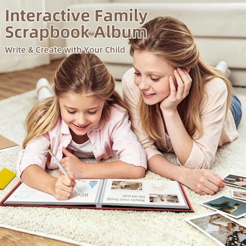 Popotop Photo Album Self Adhesive Scrapbook Album for 4x6 5x7 8x10 Pictures DIY Photo Book as Scrapbooking Supplies Kits, Birthday Gifts for Women Mom Wedding Baby Family Travel