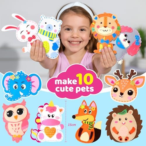 Sewing Kit for Kids, 10 Easy DIY Project of Stuffed Animal with Instruction