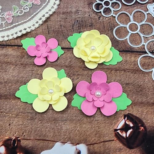 Scrapbooking Die-Cuts for Card Making, Christmas Metal Cutting Dies, Paper Craft Punch Template, Background Embossing Stencils, DIY Album Décor (Flower A)