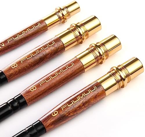 Sable Travel Watercolor Brushes, Fuumuui 4pcs Elegant Sable Travel Brushes Travel Watercolor Kit with Leather Pouch Perfect for Watercolor Gouache Ink Painting