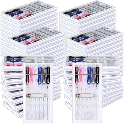 Leyndo 60 Boxes Pre Threaded Needles Sewing Kit, Random Color, 6 Threads