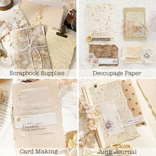 168Pcs Textured Scrapbook Paper Kit Embossed Rice Paper for Junk Journaling