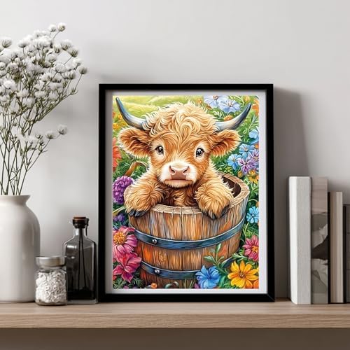 AUKELHJ Cow Diamond Art Kits for Adults, Diamond Painting, 12x16 Inch