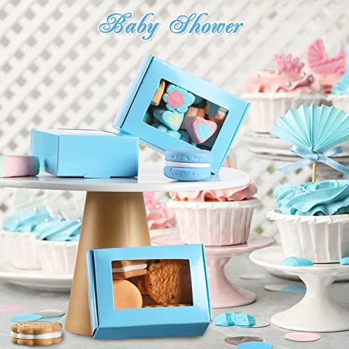 Zonon 30 Pcs Mini Kraft Soap Boxes with Window Homemade,Blue