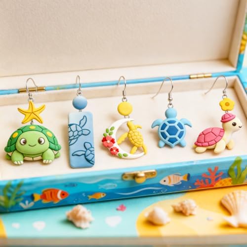 15Pcs Sea Turtle Polymer Clay Cutters Starfish Clay Earrings Cutters for Adults Polymer Jewelry Cutter for Earrings Making Party DIY Craft Supplies