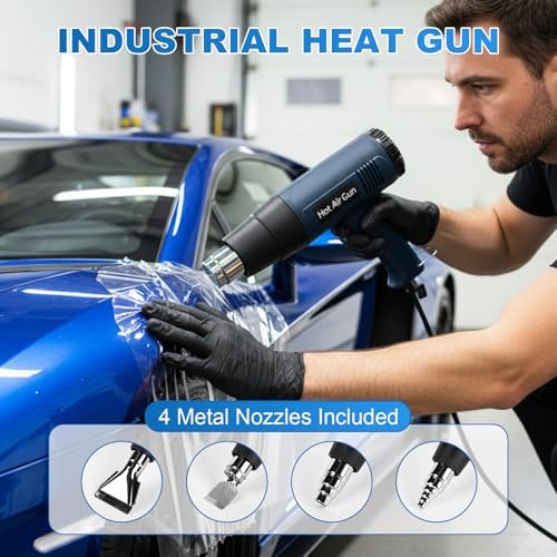 Heat Gun 1800W, Handed Hot Air Gun with 4 Nozzles for Crafting | Fast Heating 122°F-1202°F, 5.25FT Ultra-Long Cable Portable Heat Gun for Shrinking Wrapping PVC, DIY Embossing