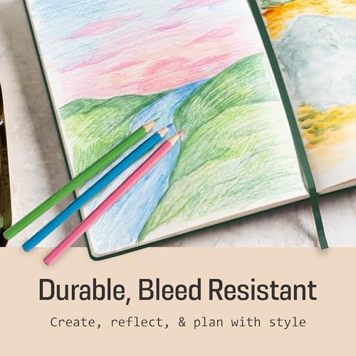 BROWNSTONE JOURNALS A5 Sketch Book Hardcover - 80 Sheets 100 GSM Paper | 5" x 8", Lay Flat, Vegan Leather Cover, Elastic Band, Back Pocket, Compact Art Drawing Book for Adults & Students