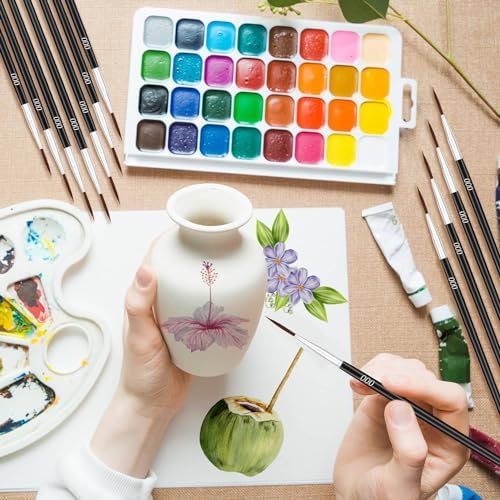 30Pcs Micro Paint Brushes Set with Protective Sleeve, Detail Paint Brushes #000 Fine Line Brushes Set for Watercolor, Acrylic, Crafts, Models